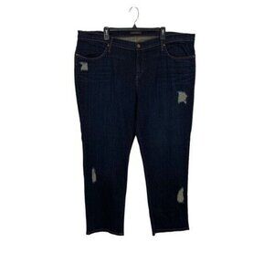 James Jeans Dark Wash Distressed Denim Cropped Jeans Plus Size 20 Made In USA